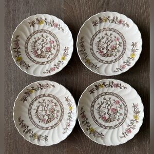 Set 4 Vintage "Kashmir Tree" Saucers – Made in Japan Hand Engraved Mid-Century